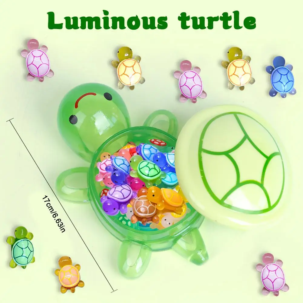 Night Glow Large Turtle Storage Box Home Decor Resin Crafts Glowing Small Turtle Toy Storage Case Landscape Desktop Kids Toy