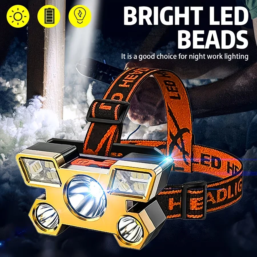 

Портативный яркий светодиодный налобный фонарь, этот налобный фонарь с функцией "свободные руки" может заряжаться через USB и идеально подходит для таких видов активного отдыха, как походы и рыбалка.