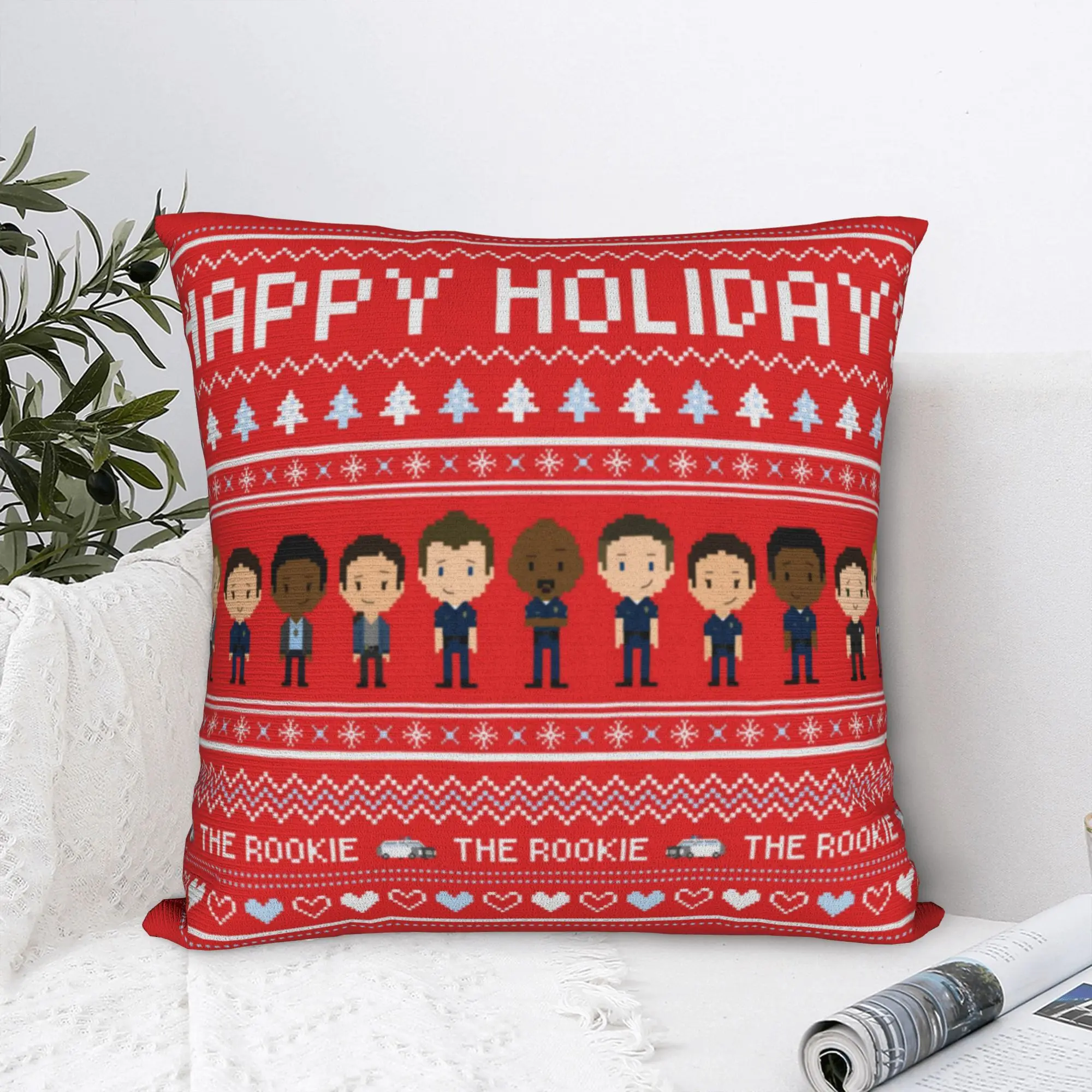 The Rookie Fam Happy Holidays Pillow Case  Cute Funny Pillow Cover Graphic Pillowcases For Living Room Chair