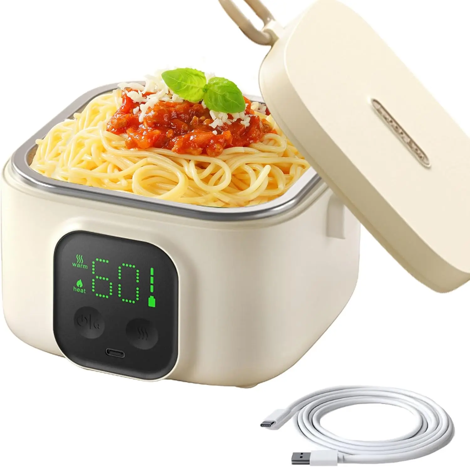 

Portable Electric Heated Lunch Box for Adults, 800ml Rechargeable Food Warmer, Ideal for Camping, Picnic, Office