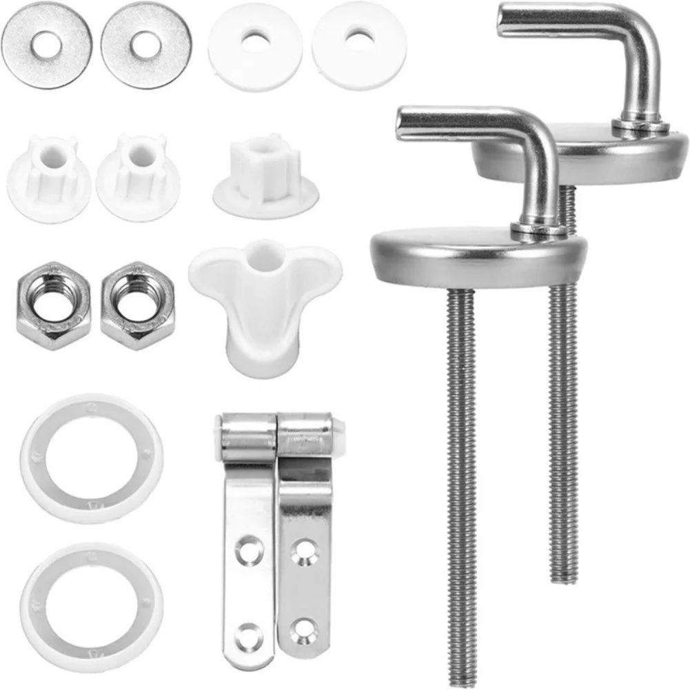 Toilet Seat Hinges Replacement Parts Stainless Steel Stable Quiet Fit Easy Cleaning Compatible with Different Seat Sizes