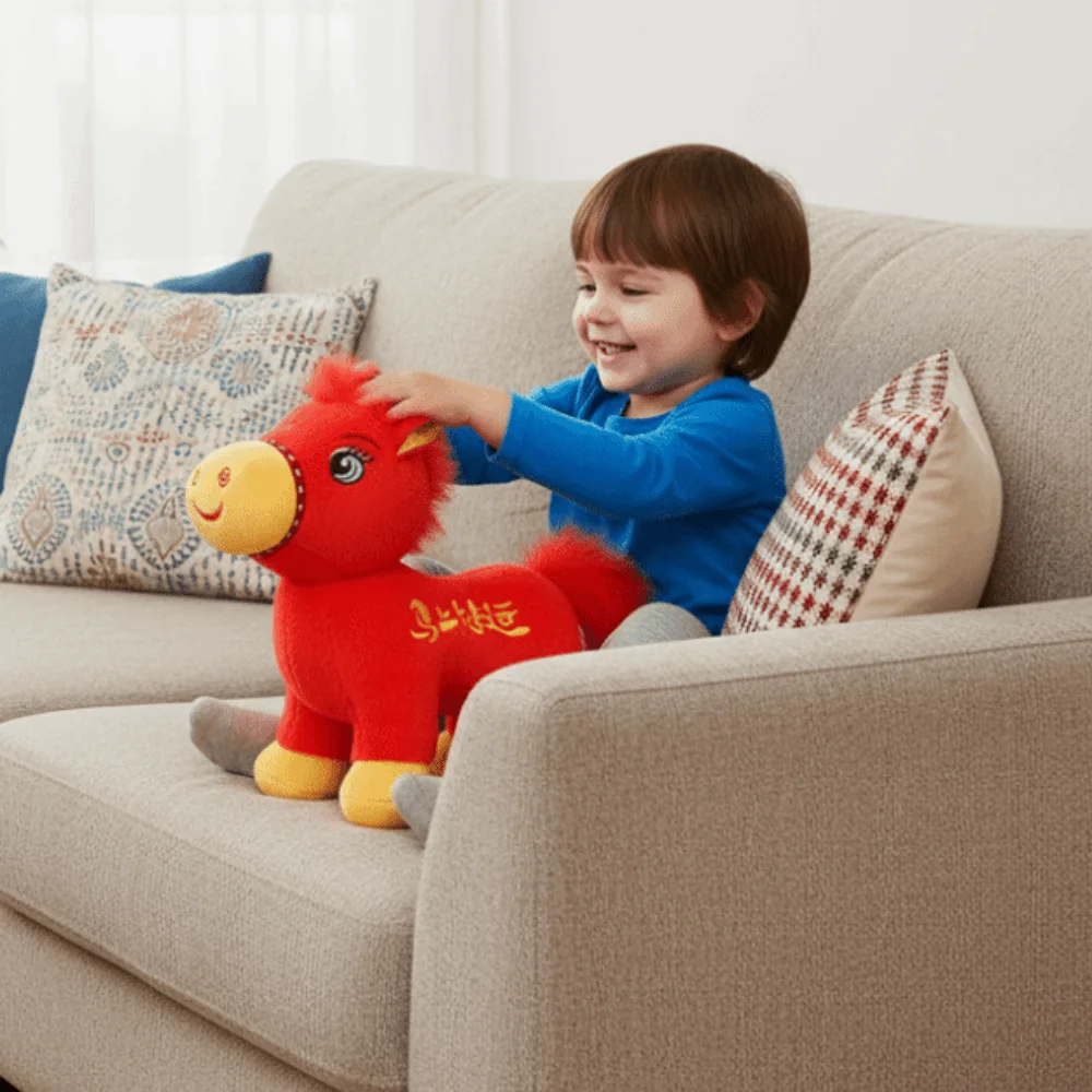 

Cute 2026 Horse Stuffed Animal Stuffed PP Cotton Filling Plush Horse Toys Good Luck Year of Horse Horse Year Mascot Office Decor