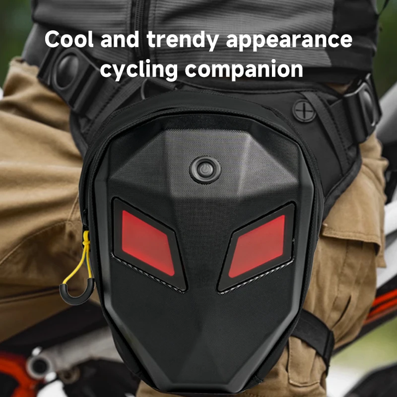 LED Cycling Waist Bag Motorcycle Drop Leg Bag Large Capacity Motocross Hard Shell Leg Bag Waterproof Motorbike Knight Belt Bag