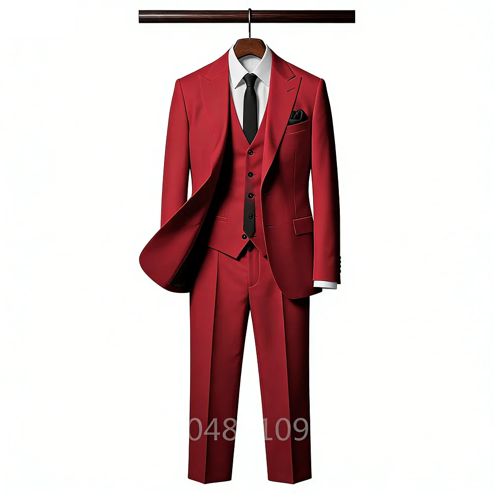 

3 Piece Solid Wedding Men Suits Formal Groom Tuxedos Prom Party Male Suits Fashion Men Clothing Set Peak Lapel Jacket Pants Vest