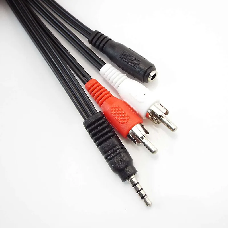 RCA Audio Cable 3.5mm Jack Plug Stereo AUX Cables to 2 RCA Socket Female to Male to Headphone Adapter