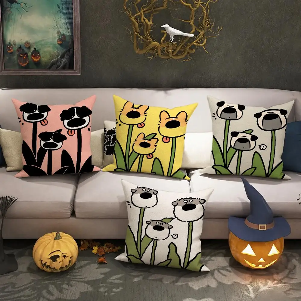 Fashion cartoon cute dog Cushion Cover Halloween decoration trick or treat cushion cover, ghost, pumpkin head, bat decoration