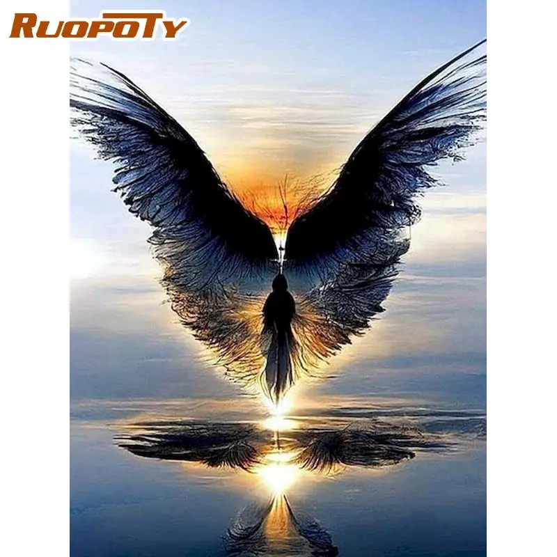 

RUOPOTY Square Diamond Painting Flying Eagle Embroidery Mosaic Pictures Handmade Craft Kit Needlework Home Decor