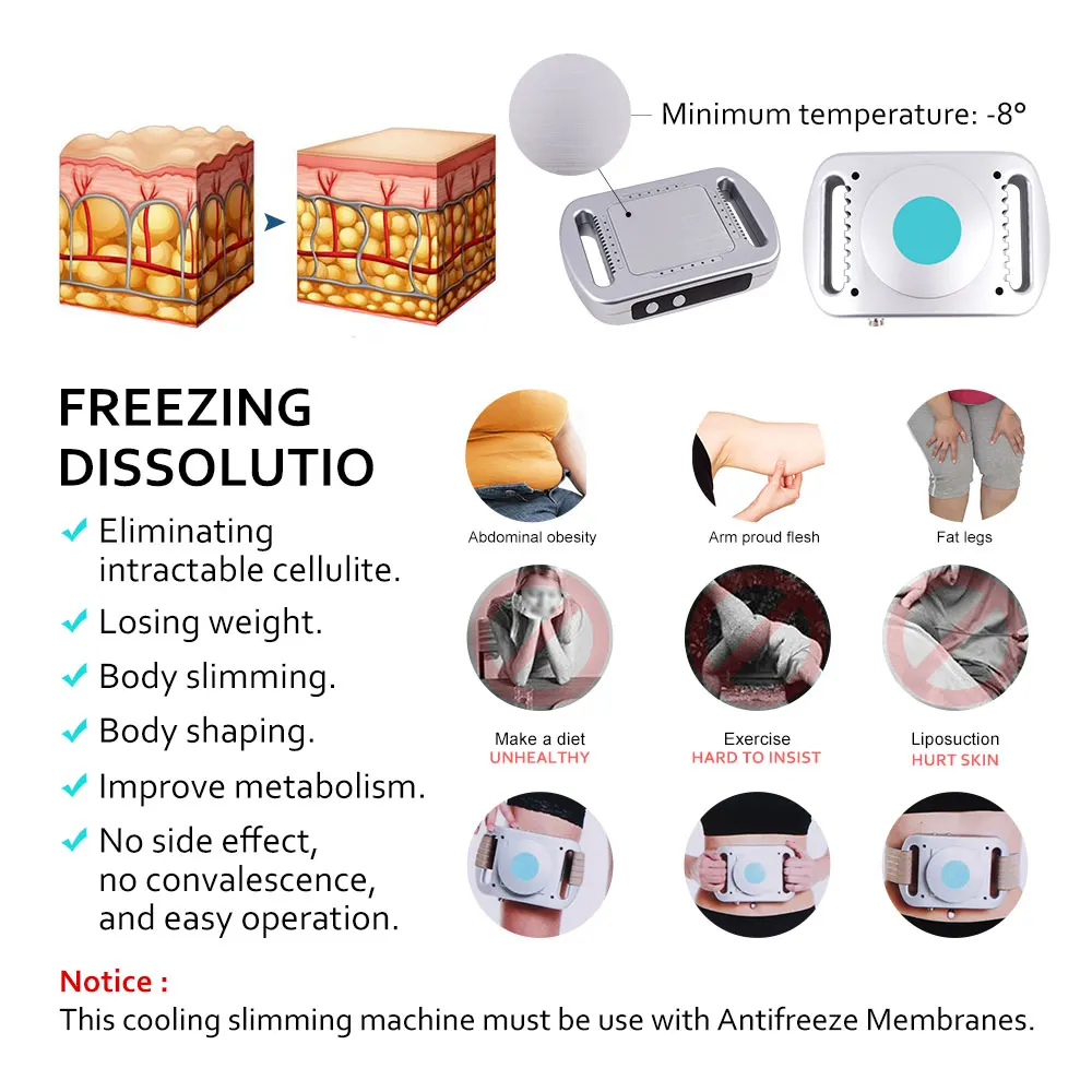 Dissolve Fat Cryotherapy Body Slimming Weight Losing Fat Freezing Machine Belly Burning Anti-Cellulite Massager Cryolipolysis