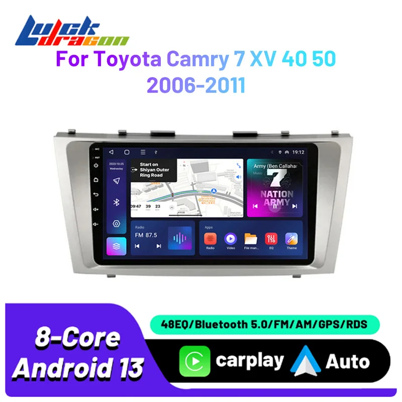 Car Radio Android 13 Carplay Bluetooth Android Auto Wireless For Toyota Camry 7 XV 40 50 2006-2011 Autoradio 8Core Navigation