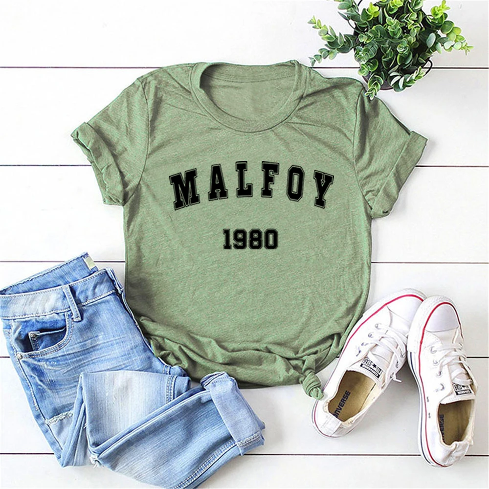 Malfoy1980 T-shirt Magic Movie Inspired Wizard World Shirt Vintage Magic Wizard School Tees Women Draco Malfoy Shirts