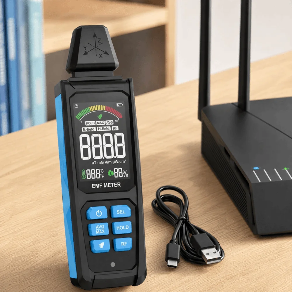 30Mhz-8GHz Electromagnetic Radiation Detector EMF Reader High Precision Electromagnetic Field Radiation Tester LCD Digital