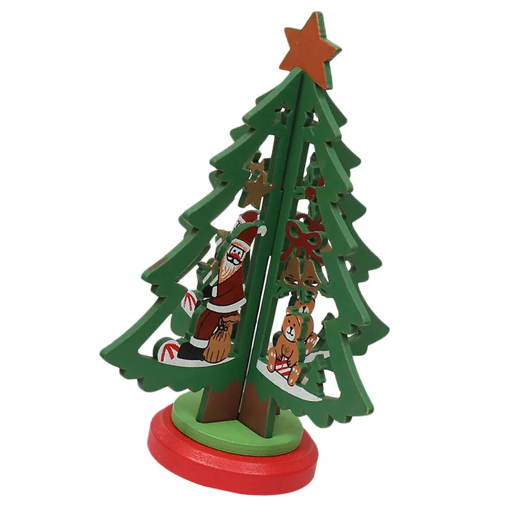 

1Pcs Wooden Mini Christmas Tree DIY Desktop Decoration Xmas Scene Ornament Compact Christmas Decor Display Xmas Tree