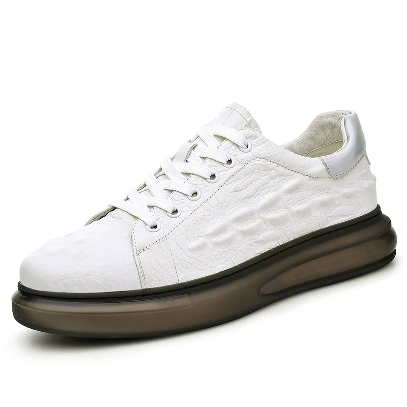 

Crocodile Print Cow Leather Sneakers for Men Autumn Winter New Designer Board Shoes Male Fashion Solid Color Casual Shoes Man