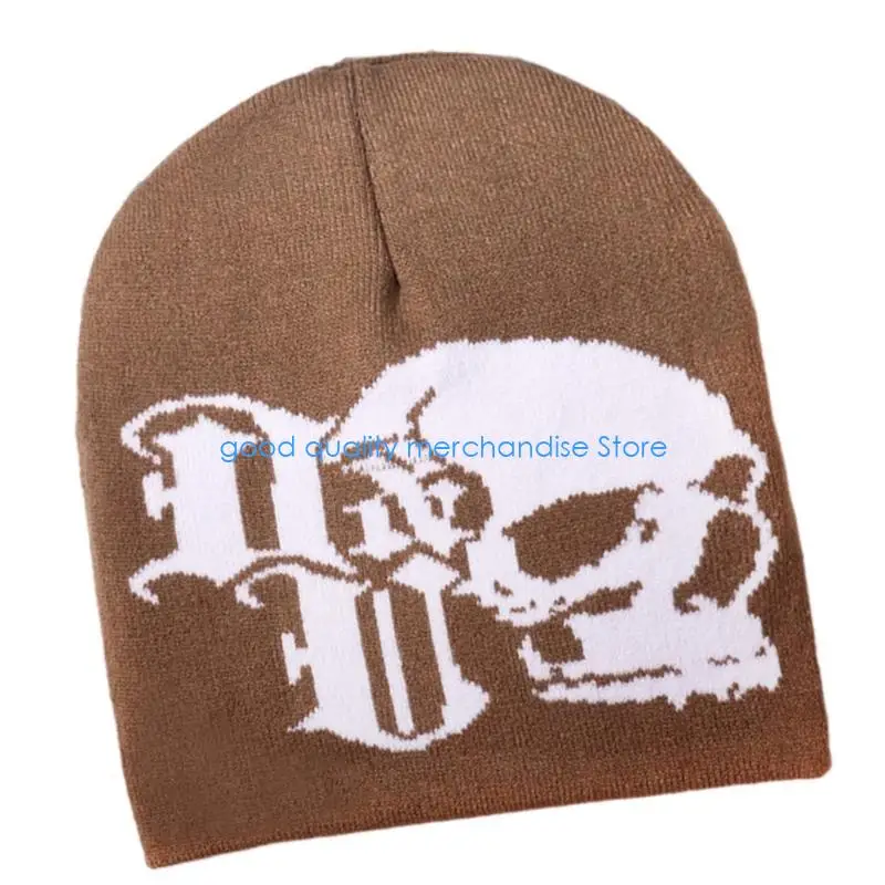 Y5JD Topi Rajut Tengkorak Topi Hiphop Pulover Topi Tahan Angin Musim Gugur Musim Dingin