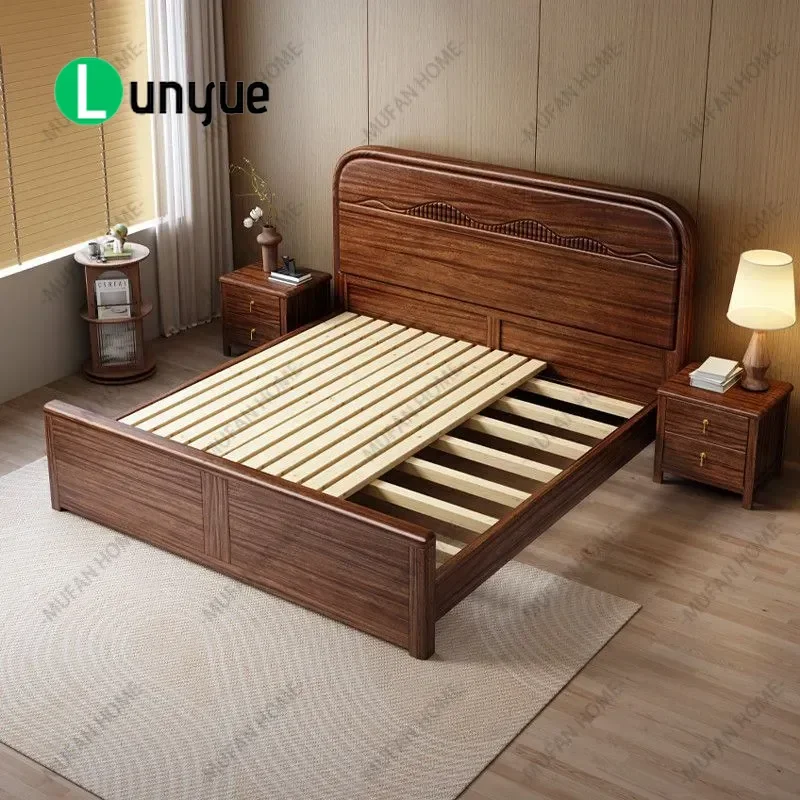 South American Walnut Solid Wood Bed Song Style Aesthetics Modern Chinese Bedroom Furniture 1.5m 1.8m Single Double Wedding