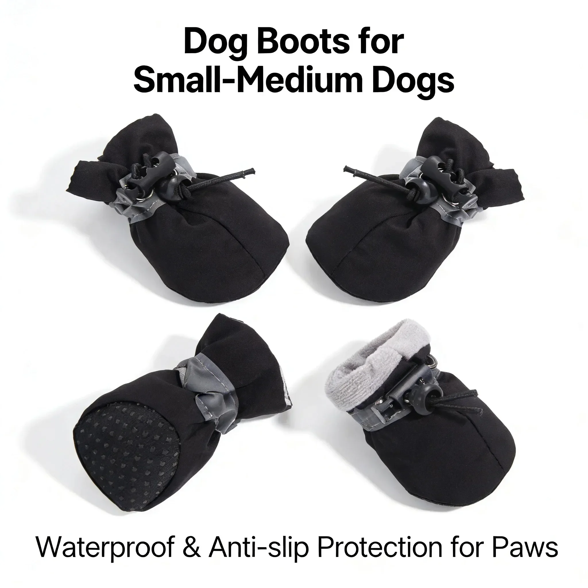 4 Stück wasserabweisende Hundeschuhe für kleine Hunde - Schützen Sie die Pfoten Ihres Haustiers und halten Sie sie trocken, Outdoor-Regenstiefel für Hunde – Detail 1