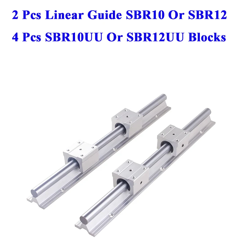 

SBR Linear Rail SBR10 SBR12 250-1000mm 2Pcs Linear Guide SBR10 Or SBR12 +4Pcs SBR10UU or SBR12UU Blocks For CNC 3D Parts