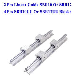 SBR Linear Rail SBR10 SBR12 250-1000mm 2Pcs Linear Guide SBR10 Or SBR12 +4Pcs SBR10UU or SBR12UU Blocks For CNC 3D Parts