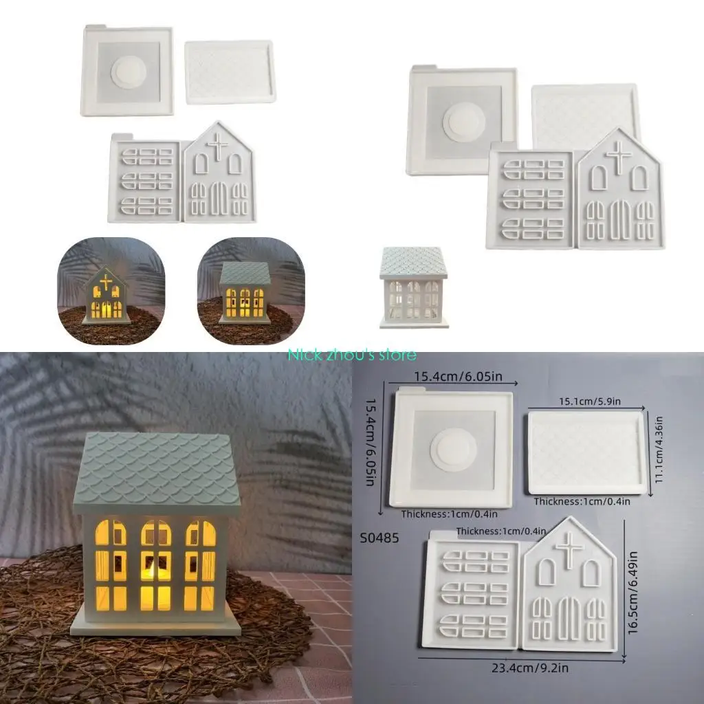 

E15E Holder Silicone Mold 3D Church House Shaped Candlestick Resin Mold Decors