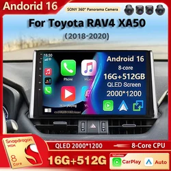 Android 16 Car Radio Multimedia Player For Toyota RAV4 XA50 2018 2019 2020 Auto Carplay Car Stereo DSP wifi+4G Ai voice 2 Din BT
