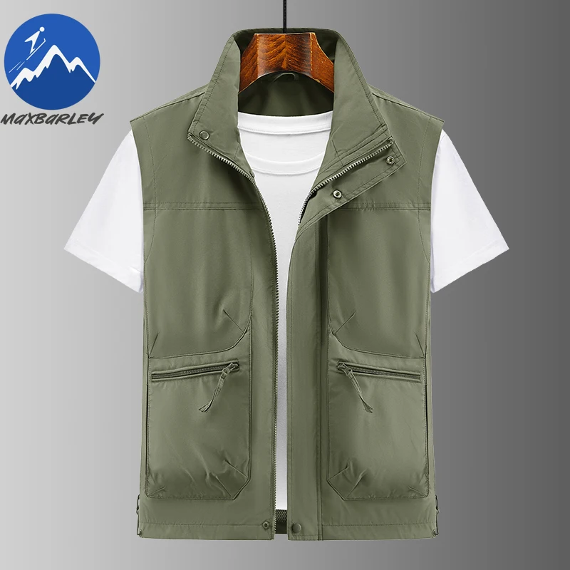

Maxbarley 2026 New Outdoor Multi Functional Workwear Vest Zipper Multi Pocket Jacket for Spring Autumn Fishing and Camping