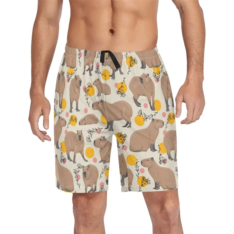 Full Print Cute Animal Capybara Pattern Beach Shorts Pants Mens Oversized Swimming Trunks Quick Dry Surfing Board Shorts