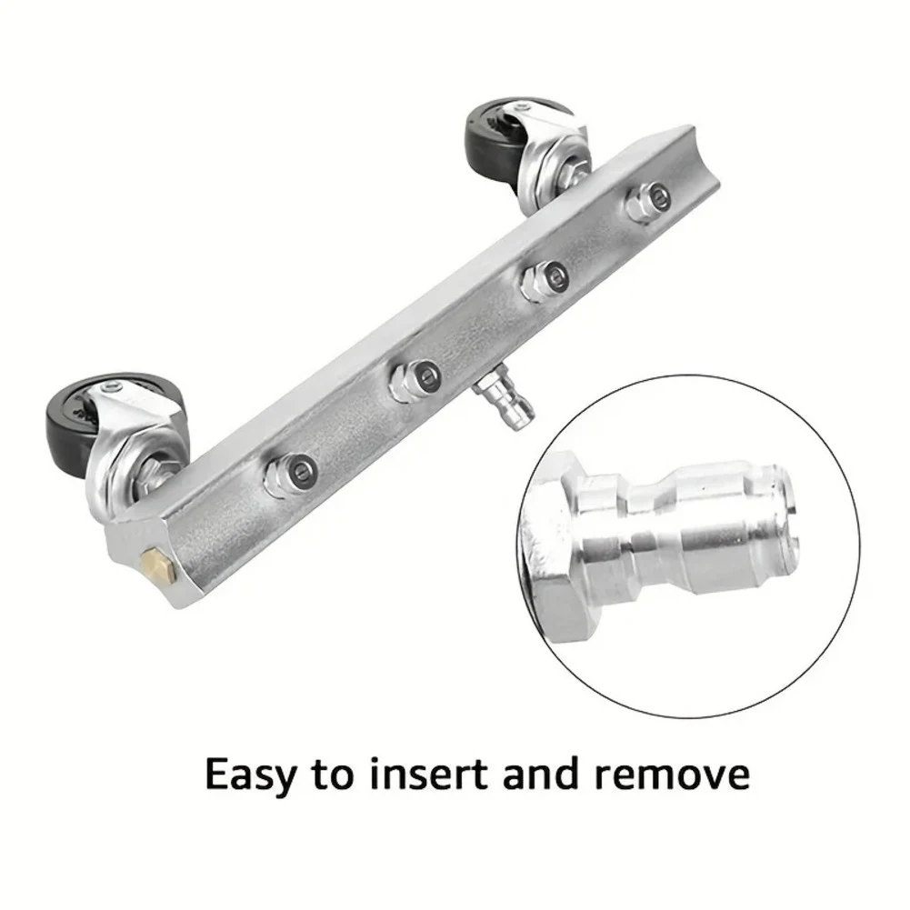 4000PSI High Pressure Stainless Steel Car Chassis Washer With Wheels 4 Holes Spray 1/4 Quick Connector Vehicle Cleaning Tool