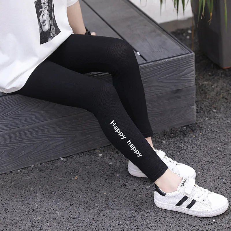 Spring Summer Girls Ultra-Thin Modal Pants Kids Soft Elastic Leggings Girl Children Skinny letters Trousers Clothes 3-15Y