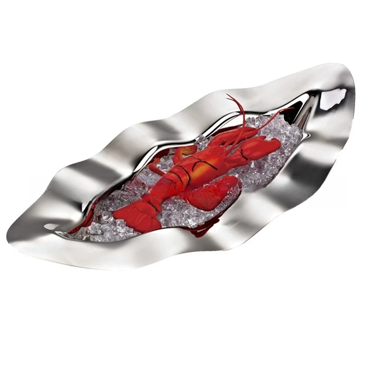 

High-grade stainless steel boat-shaped fruit plate sashimi display plate, creative hotel bar KTV table buffet supplies