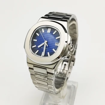 6สี40มม.กรณี NH35 Mechanical นาฬิกา Gradient Blue Dial Sapphire กระจกส่องสว่างอัตโนมัตินาฬิกา