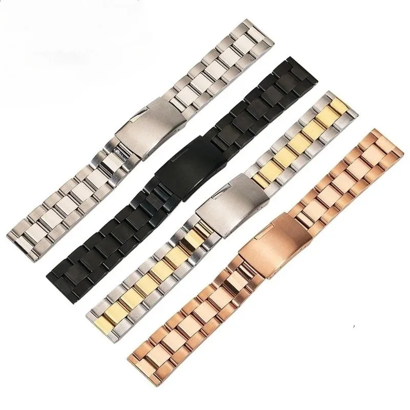 18 20 22 24 26 28 30mm High Quality Solid Stainless Steel Watch Strap Folding Buckle Strap Replace Wristwatch Band Accessories