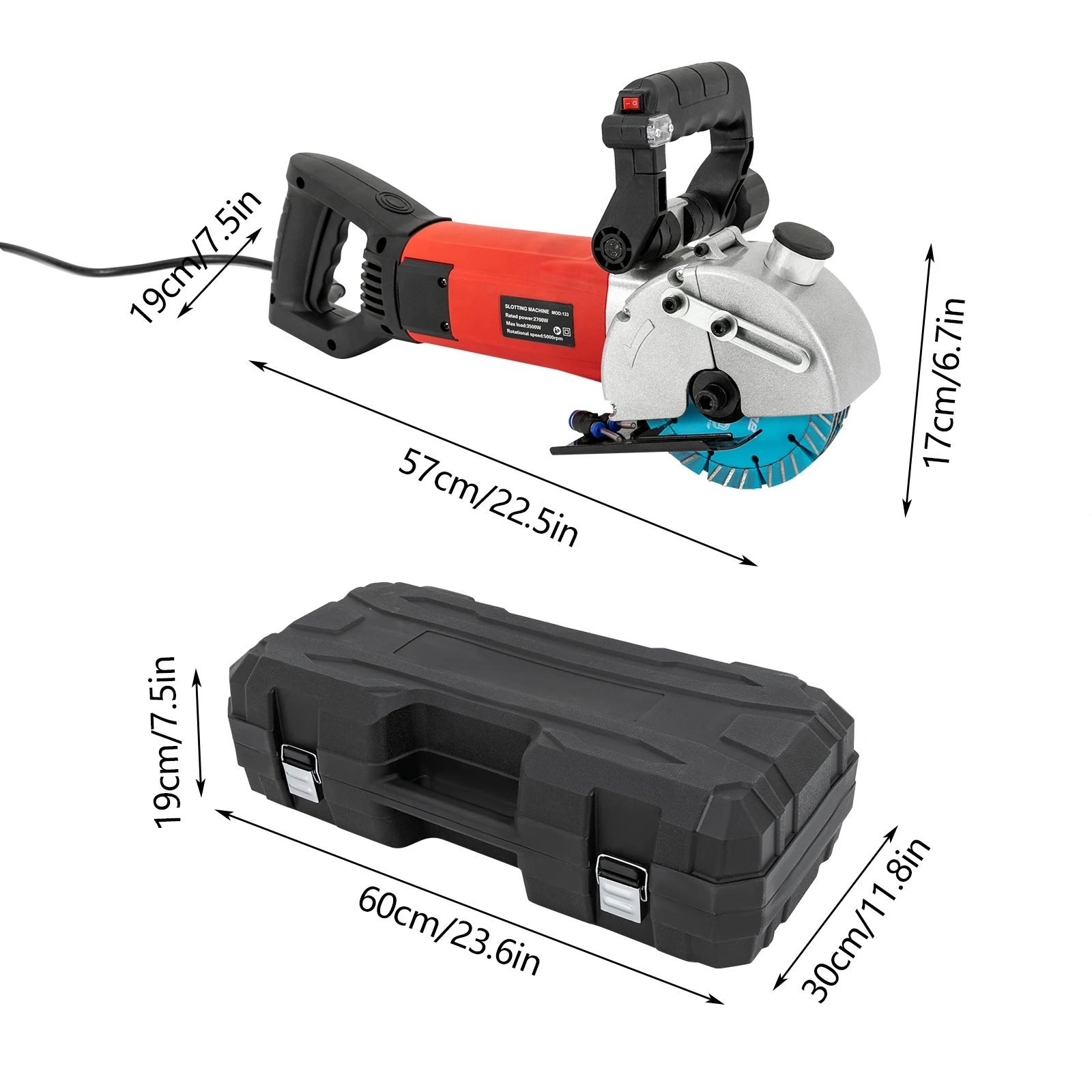 

Slotted Machine, Cutting Machine, Concrete Slotting Machine 110V 5000rpm 22.44*7.48*6.69in for Cutting Concrete, Marble, Granite