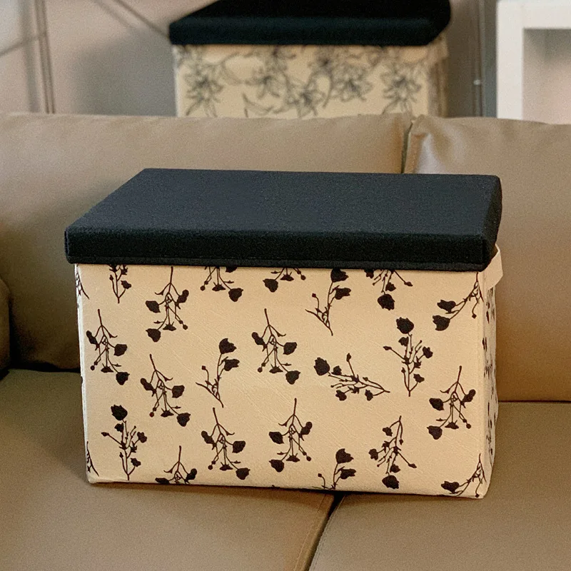 Flower in Ink Can Be Wash Folded Clothes Storage Box Odorless Clothes Organizer Car Trunk with Lid Storage Box