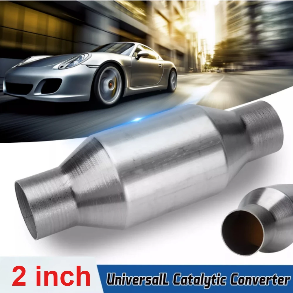 

1/2x Universal 2'' 5.08cm Car Catalytic Converter Exhaust 400 Cells High Flow Catalyst Converter Euro1 Stainless Steel Weld-On