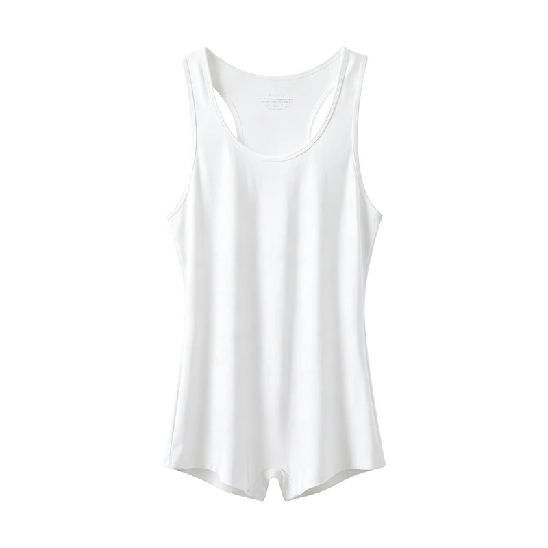 Men's one-piece vest, men's seamless hurdle sport sleeveless white underwear, summer thin base sweatshirt, cotton vest