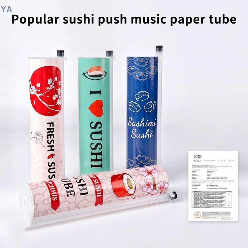 【A】Food Safe Sushi Push Paper Tube With Adorable Japanese Prints And Easy Operation Perfect For Home Kitchen Sushi Making Lovers