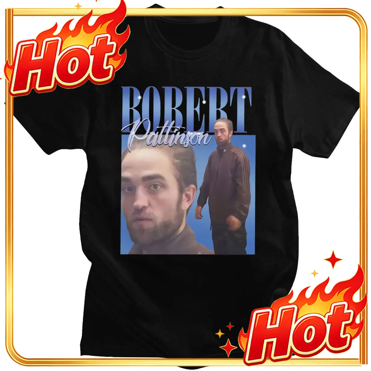 Custom Robert Pattinson 90s Vintage Unisex Black Tshirt Men T Shirt Oversized Graphic T Shirts 100% Cotton T-shirt Man Woman Tee