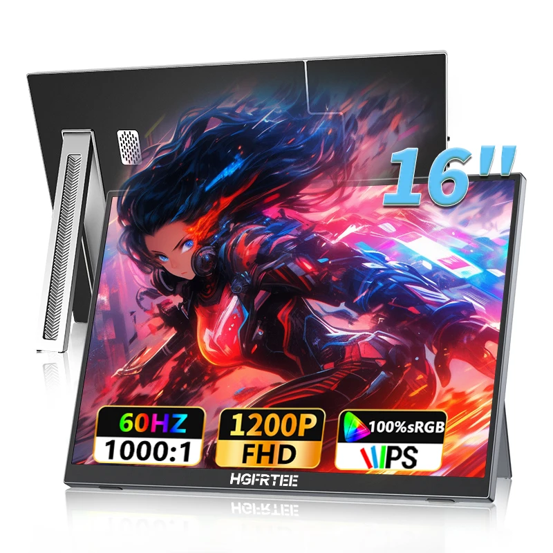 HGFRTEE 16" GAMING Laptop Second Screen Display 100%sRGB 300Cd/m Compatible with PC Switch PS4/5  Xbox