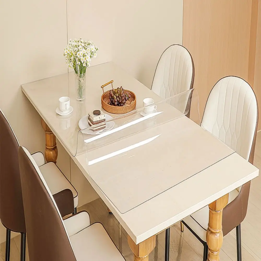 NEW Tablecloth Thickness PVC Transparent Waterproof Table Cover Mat Kitchen Pattern Oil Cloth Glass Soft Cloth Tablecloth