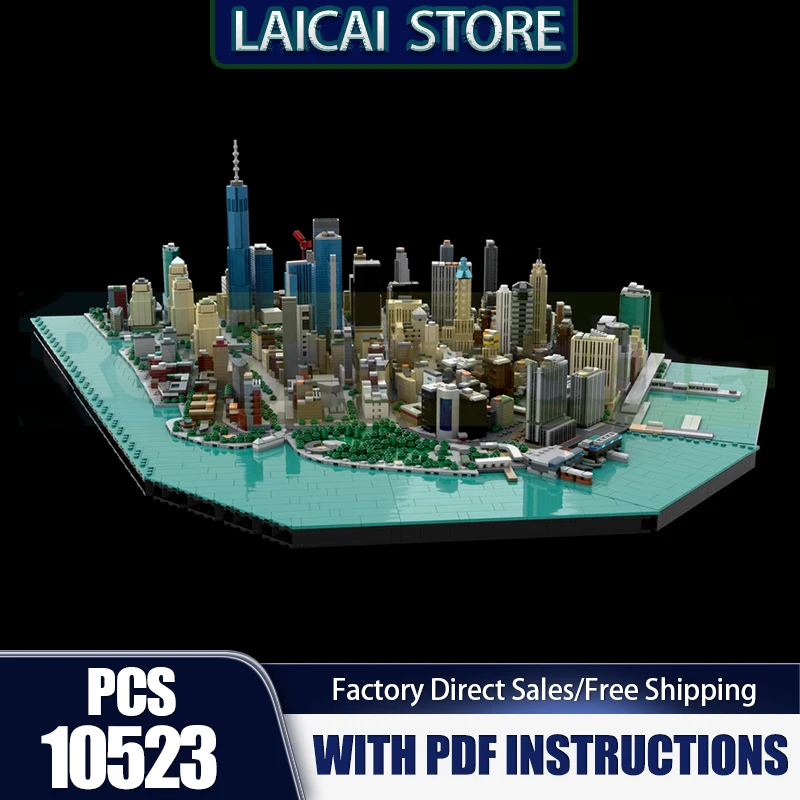 

City Street View Moc Building Bricks New York City - Модель финансового районного технологии DIY Блок Подарок Рождественские праздничные игрушки