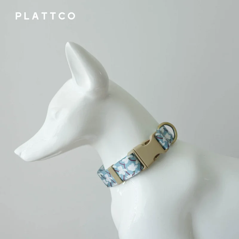 PLATTCO  Adjustable Dog Collar Personalized Name Engraved Nylon Small Medium Large Dogs Cold Gardenia 5 sizes PDC345