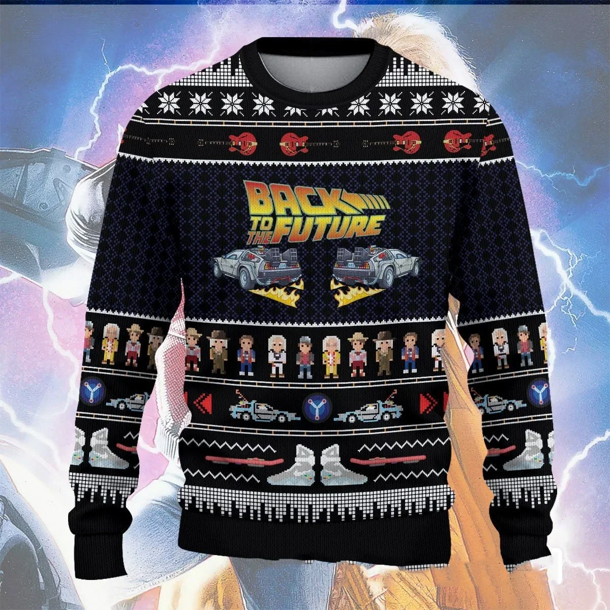 2025 Autumn and Winter Back to the Future Ugly Christmas Sweaters, Cartoon Anime Jerseys for Men and Women, Sportswear