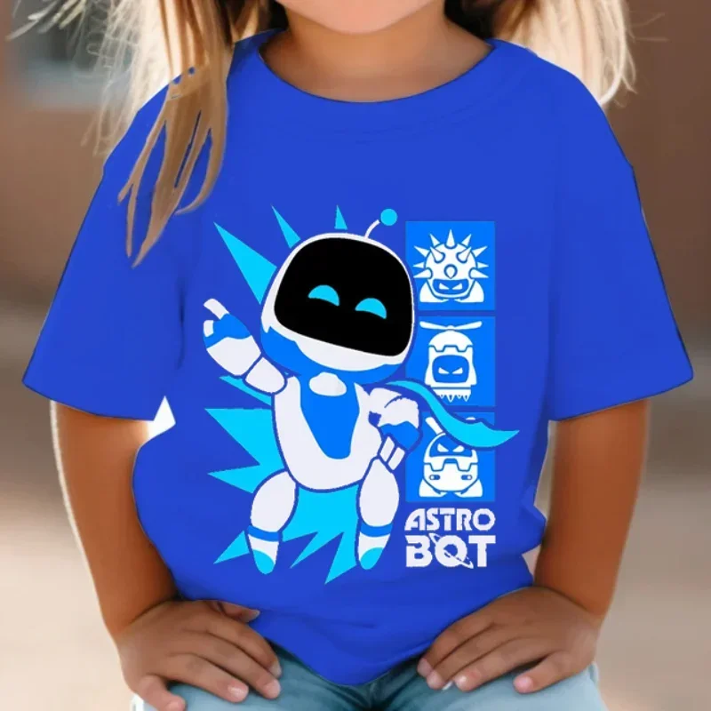 Astros Playroom Game Astrobot T Shirt Boys Short Sleeve Tops Baby Girls Summer Breathable T-shirt Kids ASTRO BOT Cartoon Clothes