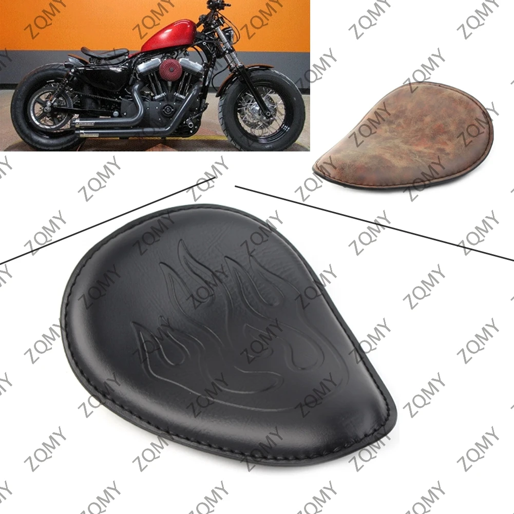 1pcs Motorbike Solo Leather Seat With Bracket Spring Mounting Kit For Harley Chopper Bobber For Honda Yamaha Kawasaki Suzuki