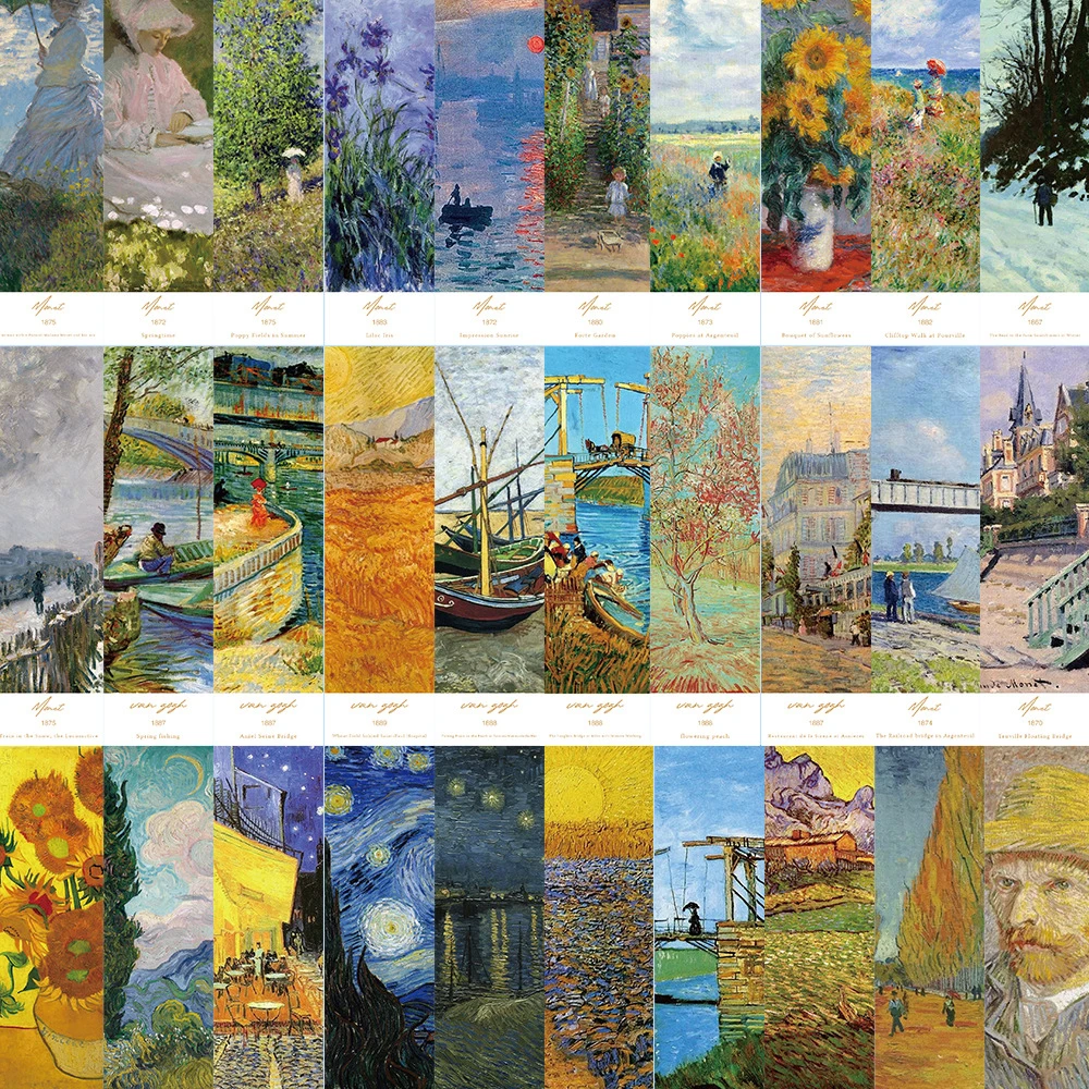 

10/30pcs Oil Painting Famous Art Iandscape Stickers Poster Aesthetic Decal Laptop Suitcase Phone Guitar Decoration Sticker Toys