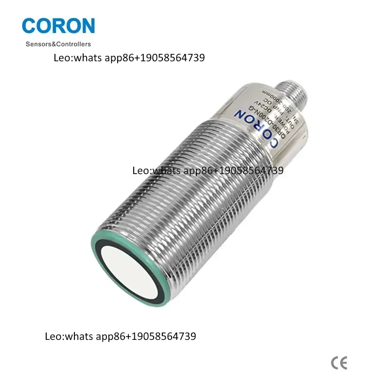 QR30 Ultrasonic Reflection Detection Sensor 200-2000mm Detection Distance PNP Output Metal Housing