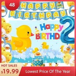 Cartoon Yellow Duck Birthday Party Balloon Banner Background Cake Topper Baby Shower Decoration Supplies Baby Gift Photo Props