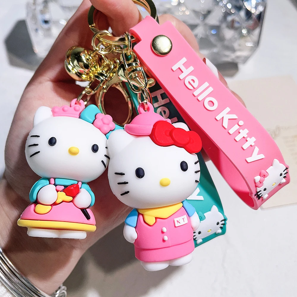 Sanrio Melody Kuromi Hello Kitty Cinnamoroll Soft Rubber KT Cat Keychain Car Bag Pendant Keyring Birthday Jewelry Holiday Gifts