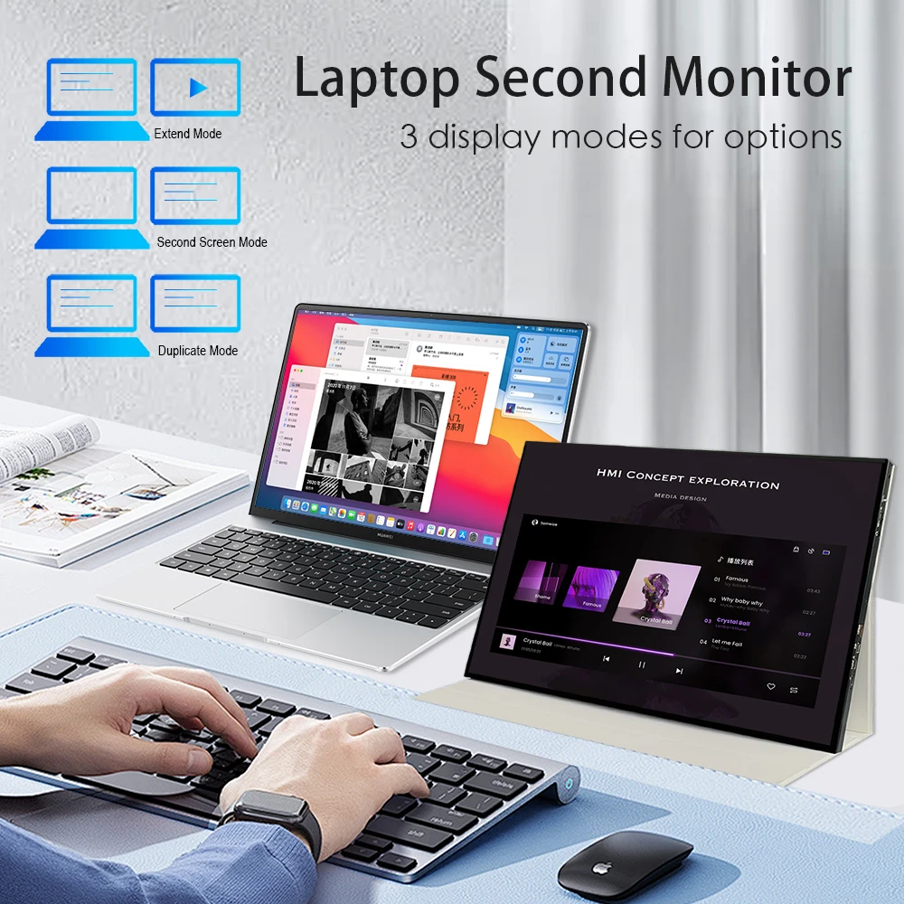 LESOWN-pantalla portátil de 18 pulgadas, Monitor táctil ultraancho de alto brillo para ordenador portátil y PC, 2,5 K, 144Hz, USB C