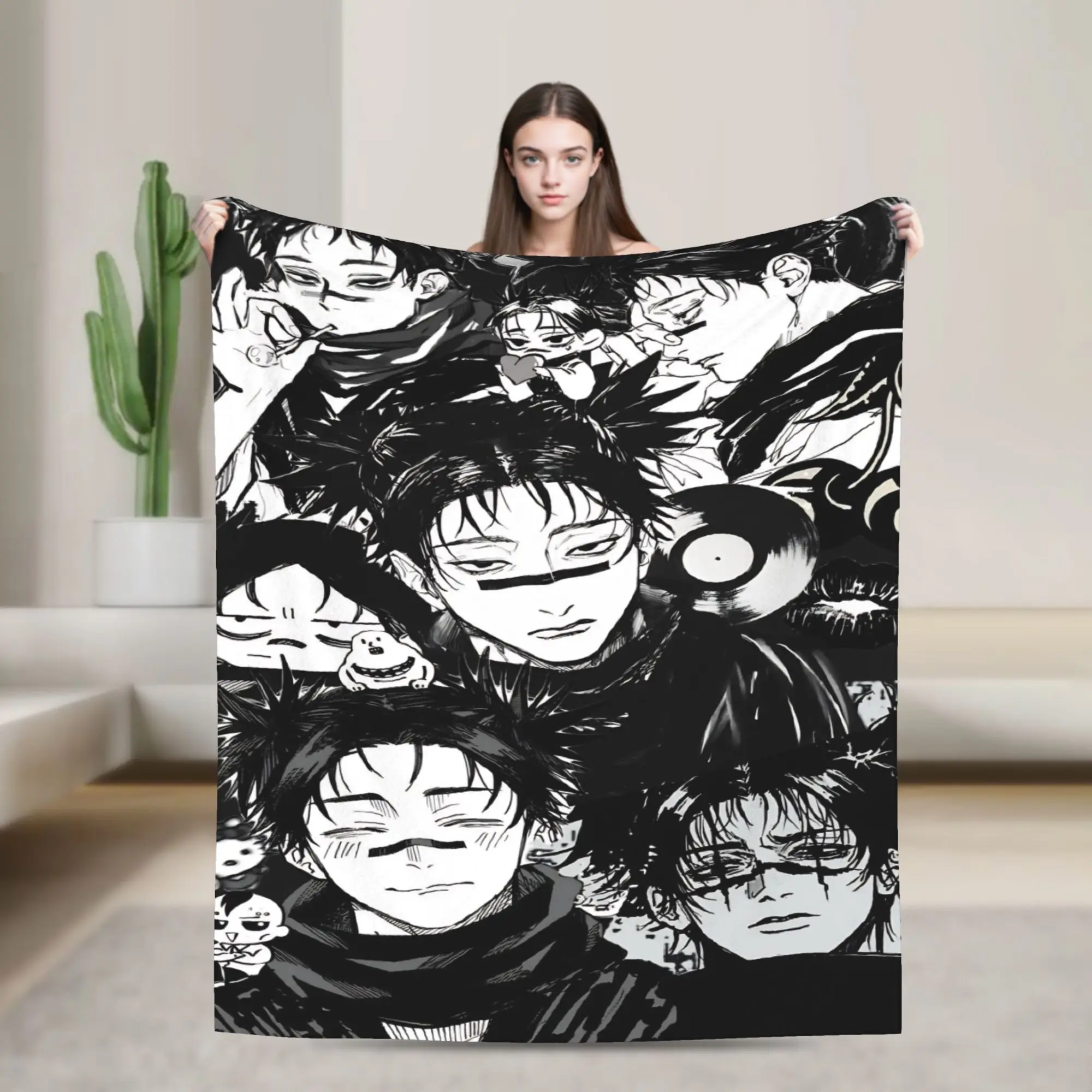 Choso  Blanket Kaisens Anime Plush Funny Warm Throw Blanket for Home Spring Autumn